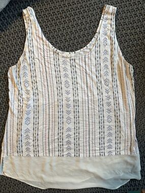 Maurices Cream Striped Pattern Tank Top